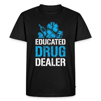 Je suis un revendeur de drogue instruit - Pharmacien drôle - T-shirt Premium bio Homme - noir - Devant - Nico (187cm)