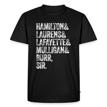 Laurens Lafayette Mulligan Hamilton Burr - T-shirt Premium bio Homme - noir - Devant - Nico (187cm)