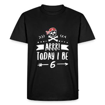 Pirate 6Th Birthday Party Arrr Today I Be 6, Red - Men's Premium Organic T-Shirt - black - Front - Nico (187cm)