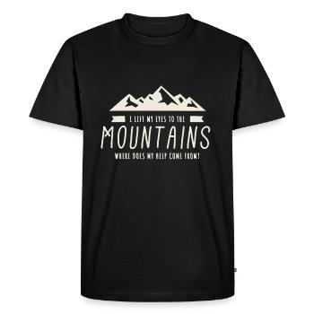 Psaume 121 Verset biblique chrétien de montagne - T-shirt Premium bio Homme - noir - Devant - Nico (187cm)