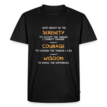 Prière de sérénité que Dieu m'accorde la sérénité - T-shirt Premium bio Homme - noir - Devant - Nico (187cm)