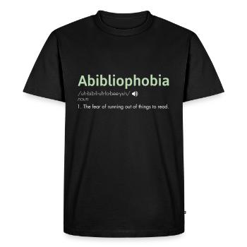Abibliophobia - Pour les amateurs de livres et les rat de bibliothèque - T-shirt Premium bio Homme - noir - Devant - Nico (187cm)