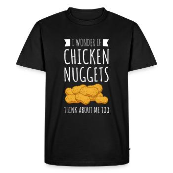 I Wonder If Chicken Nuggets - Funny Fast Food - Men's Premium Organic T-Shirt - black - Front - Nico (187cm)