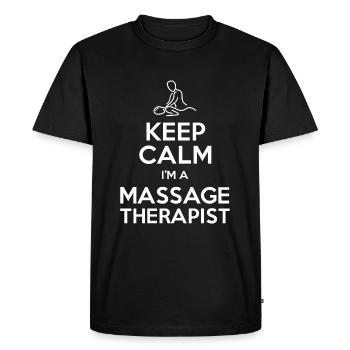 Restez calme, je suis massothérapeute - T-shirt Premium bio Homme - noir - Devant - Nico (187cm)