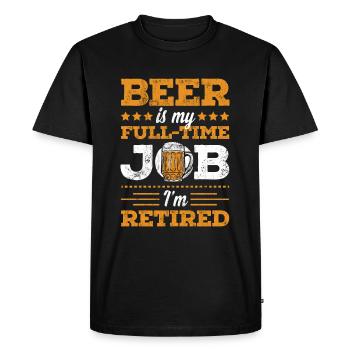 La bière est mon travail à temps plein, je suis à la retraite drôle - T-shirt Premium bio Homme - noir - Devant - Nico (187cm)