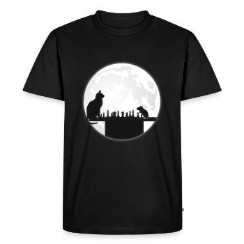 Le plateau d'échecs - le chat, la souris et le plein - T-shirt Premium bio Homme - noir - Devant - Nico (187cm)