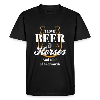 Liebe Pferd und Bier trinken lustigen Humor - Männer Premium Bio T-Shirt - Schwarz - Vorne - Nico (187cm)