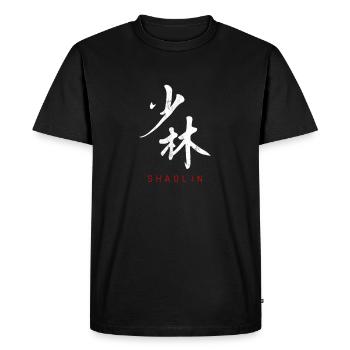 Shaolin dans la calligraphie de caractères chinois - T-shirt Premium bio Homme - noir - Devant - Nico (187cm)