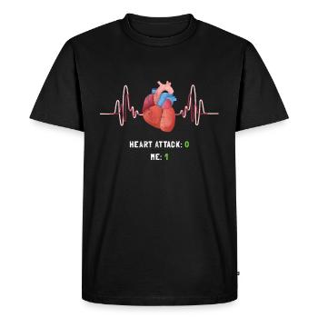 Heart Attack: 0 Me:1 Humorous Heart Attack - Men's Premium Organic T-Shirt - black - Front - Nico (187cm)