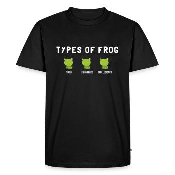 Types Of Frog: Tired, Frightened, Disillusioned - Men's Premium Organic T-Shirt - black - Front - Nico (187cm)
