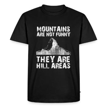 Pun Print Funny Puns Mountains Are Not Funny Bad - Men's Premium Organic T-Shirt - black - Front - Nico (187cm)
