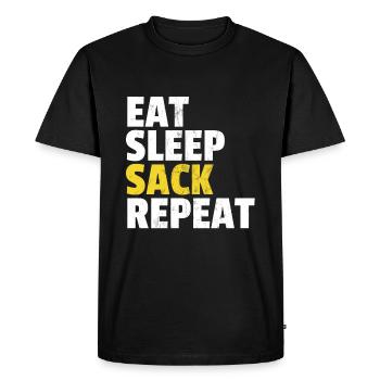 Eat Sleep Sack Repeat Football Player Defense - Men's Premium Organic T-Shirt - black - Front - Nico (187cm)
