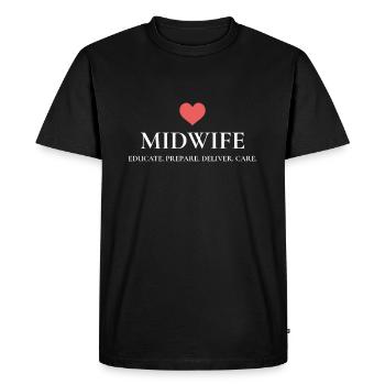 Midwife Graphic Educate Prepare Deliver Care - Men's Premium Organic T-Shirt - black - Front - Nico (187cm)