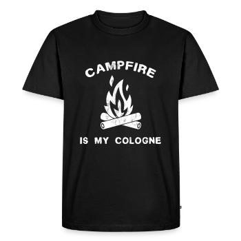 Funny Camping - Campfire Is My Cologne - Men's Premium Organic T-Shirt - black - Front - Nico (187cm)