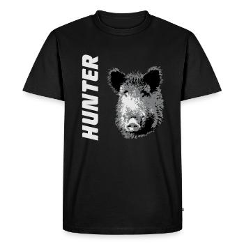 Wild Boar - Hunter - Wildschwein - Jäger - Männer Premium Bio T-Shirt - Schwarz - Vorne - Nico (187cm)