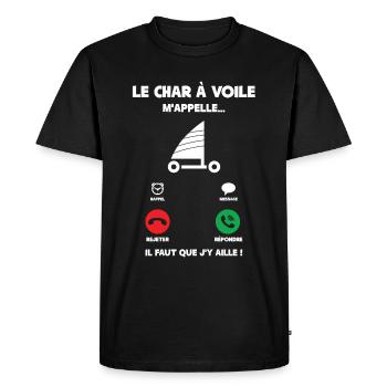Le Char à Voile M'appelle - T-shirt Premium bio Homme - noir - Devant - Nico (187cm)