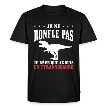 Humour Dinosaure Ronfler Dino Jurassique - T-shirt Premium bio Homme - noir - Devant - Nico (187cm)