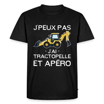 J'peux pas, j'ai tractopelle et apéro - T-shirt Premium bio Homme - noir - Devant - Nico (187cm)