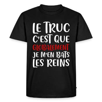 Je m'en bats les reins - T-shirt Premium bio Homme - noir - Devant - Nico (187cm)