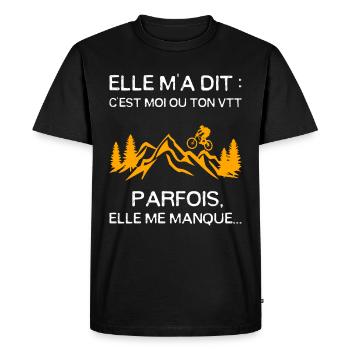 VTT humoristique humour - T-shirt Premium bio Homme - noir - Devant - Nico (187cm)