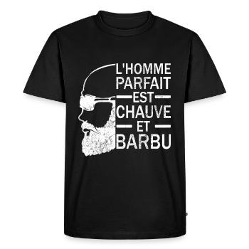 Barbu Chauve Homme Parfait - T-shirt Premium bio Homme - noir - Devant - Nico (187cm)