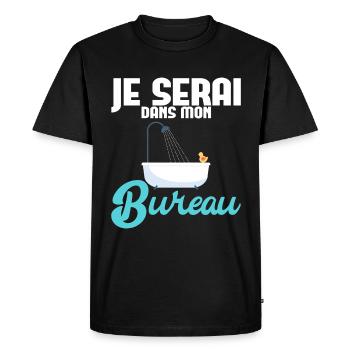 Je serai dans mon bureau : Salle de bain Baignoire - T-shirt Premium bio Homme - noir - Devant - Nico (187cm)