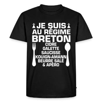 Régime Breton Humour Bretagne Apéro - T-shirt Premium bio Homme - noir - Devant - Nico (187cm)