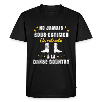 Danse Country Retraité Retraite Cadeau - T-shirt Premium bio Homme - noir - Devant - Nico (187cm)