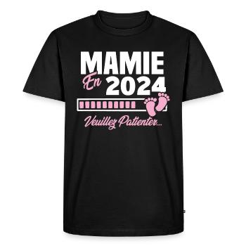 Mamie en 2024 / Cadeau future mamie 2024 - T-shirt Premium bio Homme - noir - Devant - Nico (187cm)
