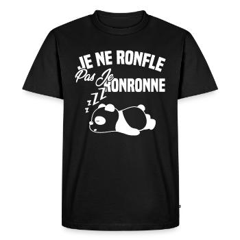 Je ne ronfle pas je ronronne - T-shirt Premium bio Homme - noir - Devant - Nico (187cm)