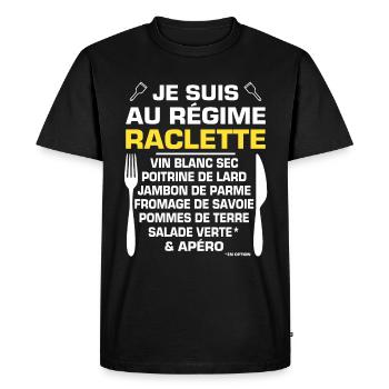 Régime Raclette & Apéro Humour - T-shirt Premium bio Homme - noir - Devant - Nico (187cm)