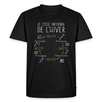 Raclette : Le cycle infernal de l'hiver - T-shirt Premium bio Homme - noir - Devant - Nico (187cm)
