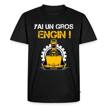 Engin de Chantier Tractopelle Humour Citation - T-shirt Premium bio Homme - noir - Devant - Nico (187cm)