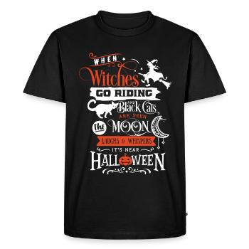 Halloween sorcière chat noir lune Hexe Katze Mond Fun - T-shirt Premium bio Homme - noir - Devant - Nico (187cm)
