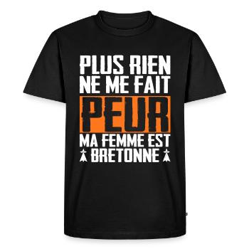 Rien Ne Me Fait Peur Femme Bretonne - T-shirt Premium bio Homme - noir - Devant - Nico (187cm)