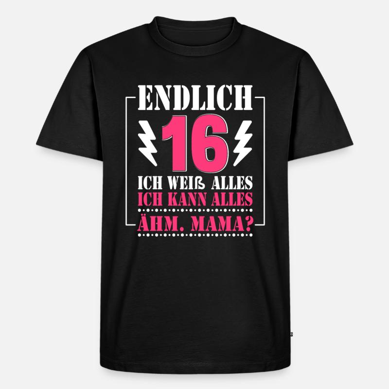 Endlich 16 - Männer Premium Bio T-Shirt - Schwarz