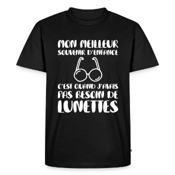 Souvenir d'Enfant Lunettes Myopie Presbytie Papy - T-shirt Premium bio Homme - noir - Devant - Nico (187cm)