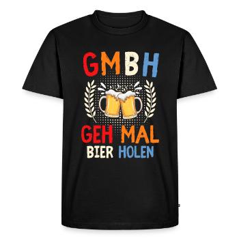 GMBH GEH MAL BIER HOLEN - Männer Premium Bio T-Shirt - Schwarz - Vorne - Nico (187cm)