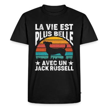 La Vie Est Plus Belle Jack Russell - T-shirt Premium bio Homme - noir - Devant - Nico (187cm)