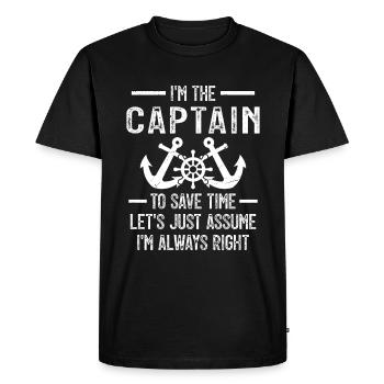 Le Capitaine A Toujours Raison C'est Moi Capitaine - T-shirt Premium bio Homme - noir - Devant - Nico (187cm)