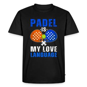 Padel Is My Love Language - Men's Premium Organic T-Shirt - black - Front - Nico (187cm)