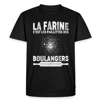 Humour Boulanger Farine Paillettes - T-shirt Premium bio Homme - noir - Devant - Nico (187cm)
