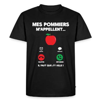Mes Pommiers M'appellent Cadeau Pomiste Pommes - T-shirt Premium bio Homme - noir - Devant - Nico (187cm)