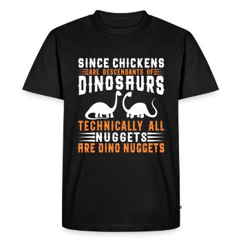 Lustiger Spruch Dino Nuggets - Männer Premium Bio T-Shirt - Schwarz - Vorne - Nico (187cm)