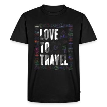 Stamp Flight Travel Holiday Cruise - Men's Premium Organic T-Shirt - black - Front - Nico (187cm)