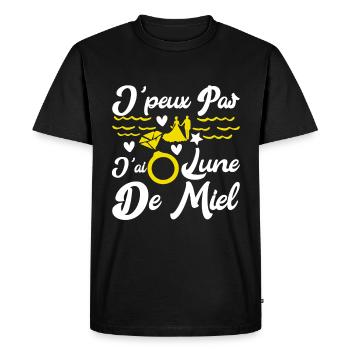 J'peux Pas J'ai Lune de Miel - T-shirt Premium bio Homme - noir - Devant - Nico (187cm)