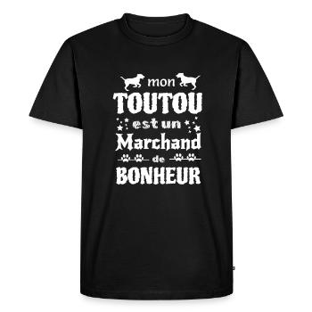 Mon toutou est un marchand de bonheur - T-shirt Premium bio Homme - noir - Devant - Nico (187cm)