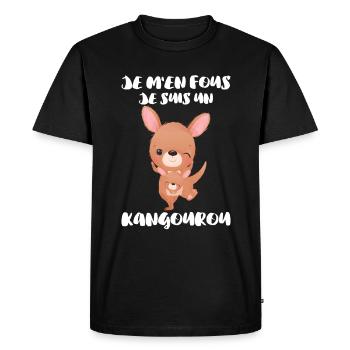 Humour Kangourou Je M en Fous Je Suis Un Kangourou - T-shirt Premium bio Homme - noir - Devant - Nico (187cm)