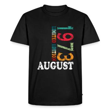Août 1973 Anniversaire Août 1973 Août - T-shirt Premium bio Homme - noir - Devant - Nico (187cm)