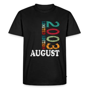 Août 2003 Anniversaire Août 2003 Août - T-shirt Premium bio Homme - noir - Devant - Nico (187cm)